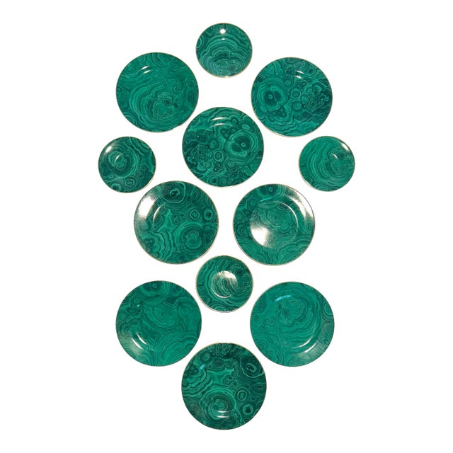 MCM Japanese Neiman Marcus Malachite Plates - A 12 Piece Set For Sale