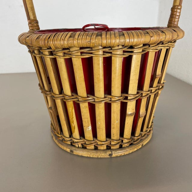 Minimalistic Bamboo Metal Planter in the style of Matégot, France, 1960s For Sale - Image 9 of 18