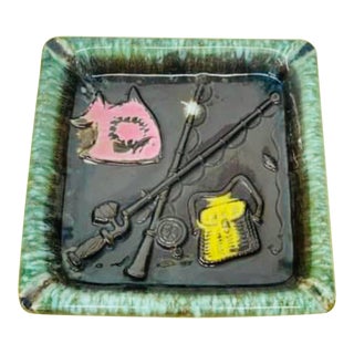 Vintage Mid-Century Glazed Pottery Ashtray For Sale