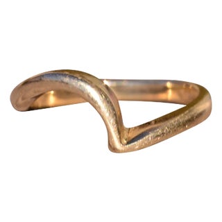 The Wave: Simple Yellow Gold Stackable Wave Ring For Sale