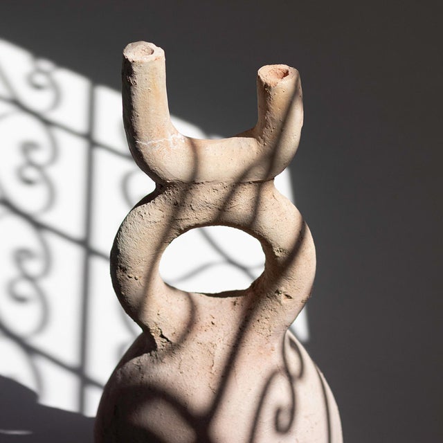 Terra Cotta Unglazed Terracotta Sculptural Vase | One of a Kind For Sale - Image 8 of 10