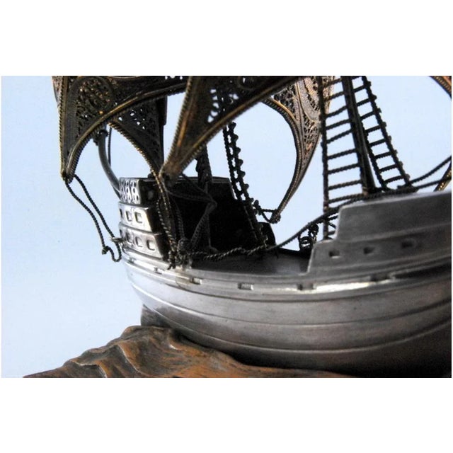 Silver Filigree Galleon with Five Sails For Sale - Image 10 of 11