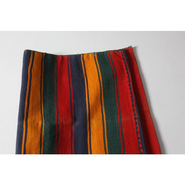 1960s Vintage Handmade Flat Weave Striped Saddlebag Rug - 2′5″ × 3′6″ For Sale - Image 11 of 11