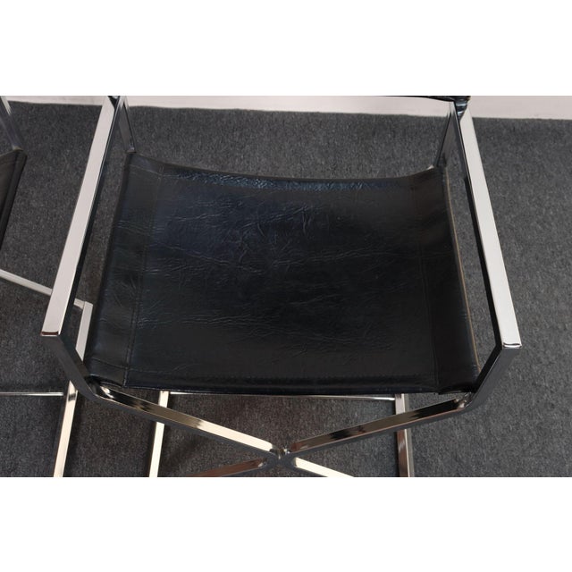 Pair of Vintage Chrome and Naugahyde Director's Chairs by Robert Kjer Jakobsen For Sale - Image 12 of 18