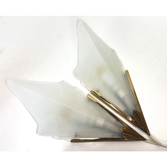 Art Deco Style Triangle Glass Brass Wall Lights Sconces, Sweden, 1980s, Set of 2 For Sale - Image 10 of 14