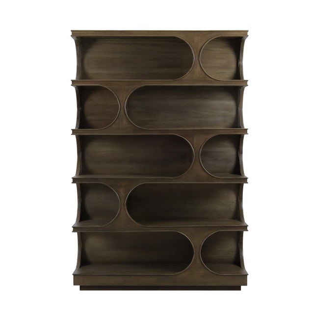 Mid-Century Modern Geometric Mid Century Mahogany Open Bookcase - Medium Finish For Sale - Image 3 of 6