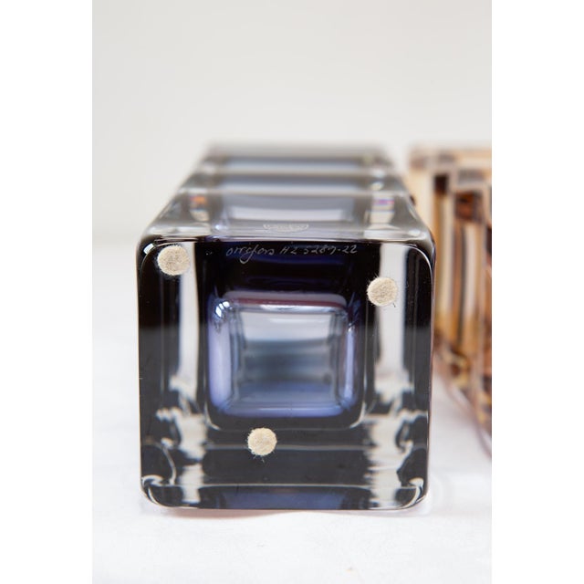 Swedish Glass Vases in Blue and Amber from Orrefors, Set of 4 For Sale - Image 9 of 17