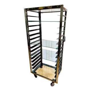 Vintage Industrial Bakers Rack on Castors For Sale
