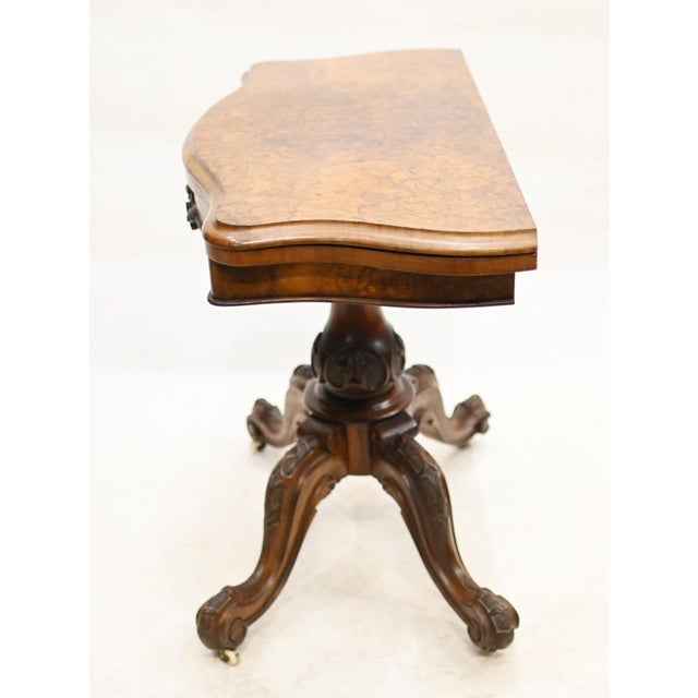 Wood Victorian Card Table in Burr & Walnut, 1880s For Sale - Image 7 of 12