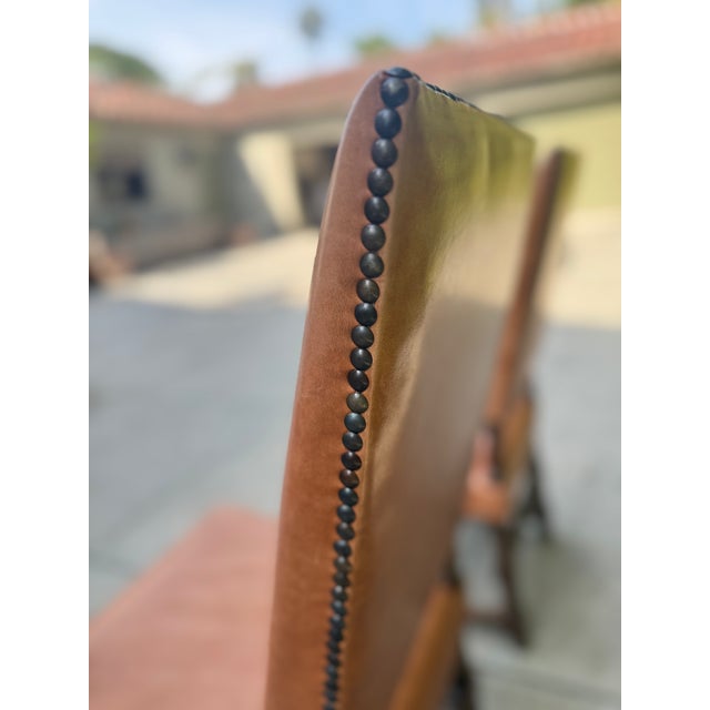 Gorgeous Vintage Ebanista Leather Chairs For Sale - Image 10 of 16