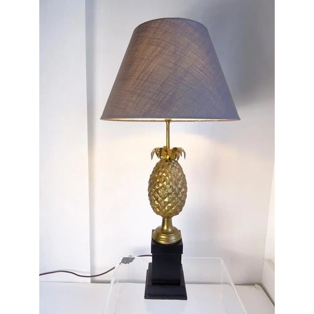 Large Vintage Pinapple Table Lamp in Brass by Maison Charles, 1950s For Sale - Image 9 of 10