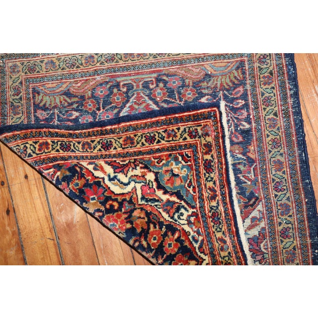 Early 20th Century Antique Zabihi Collection Persian Kashan Navy Carpet - 1'9" x 1'10" For Sale - Image 5 of 7