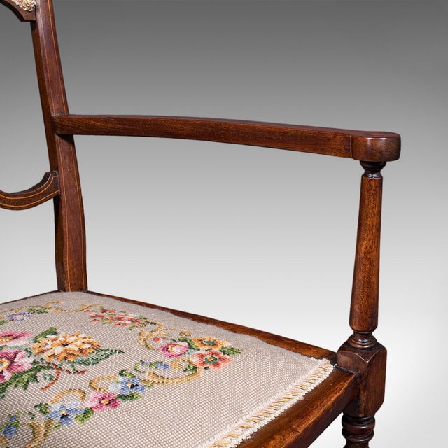 Antique Elbow Chair, English, Beech, Morning Room Seat, Art Nouveau, Victorian For Sale - Image 11 of 12