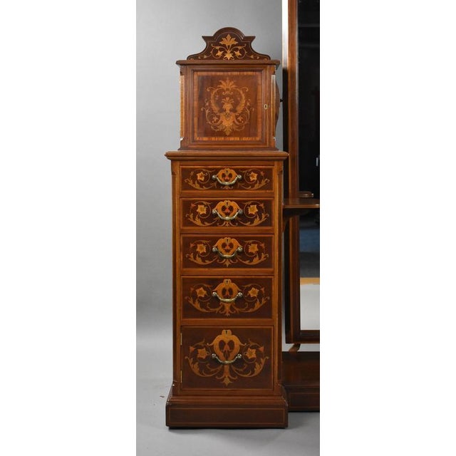Late 19th Century Victorian Marquetry Inlaid Dressing Table from Edwards & Roberts, 1885 For Sale - Image 5 of 14
