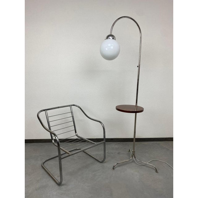 Black Functionalist Floor Lamp attributed to Jindřich Halabala, 1930s For Sale - Image 8 of 9