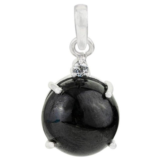 Not Yet Made - Made To Order 11.55 Ct Black Star & Zircon Dainty Drop Pendant in 925 Silver For Sale - Image 5 of 12