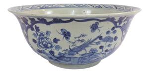 Large Chinoiserie Blue and White Bowl