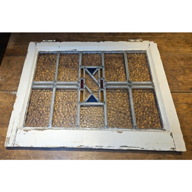 Antique New Orleans French Quater Stain Glass Window For Sale - Image 15 of 17
