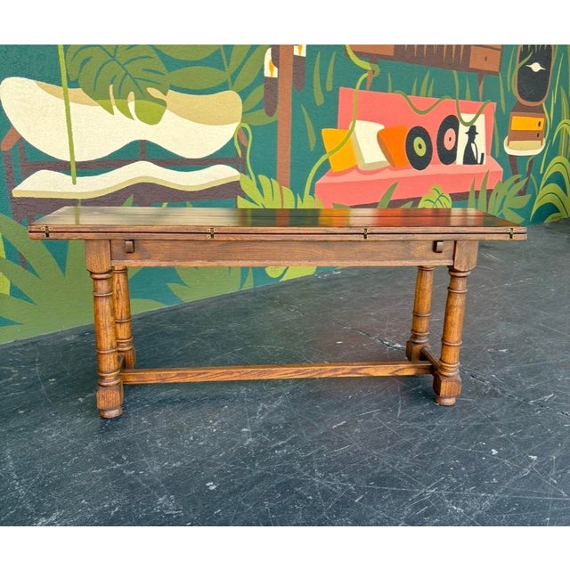 Century Farmhouse Fliptop Console Dining Table For Sale - Image 13 of 16