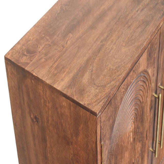 Modern Roasted Almond-Finish Mango Wood Grooved 2-Door Sideboard For Sale - Image 3 of 8