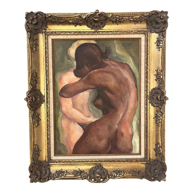 1946 Modernist Figural Oil Painting by Artist Wendell Abbott For Sale