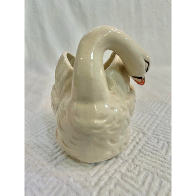 Figurative Mid 20th Century Petite Porcelain Swan Vase or Planter For Sale - Image 3 of 10