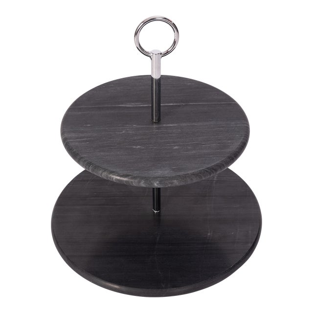 Artifacts Trading Company 2-Tier Round Dessert Plate in Black For Sale