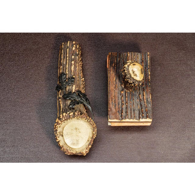 Capture the rustic elegance of a bygone era with this remarkable Victorian antler bone desk set, a unique pairing of form...