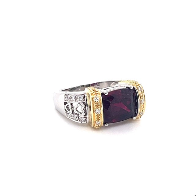 Early 20th Century 5.50 Carat Rubellite Tourmaline Carved Heart Motif Filigree East West Ring, Size 7.25 For Sale - Image 5 of 5