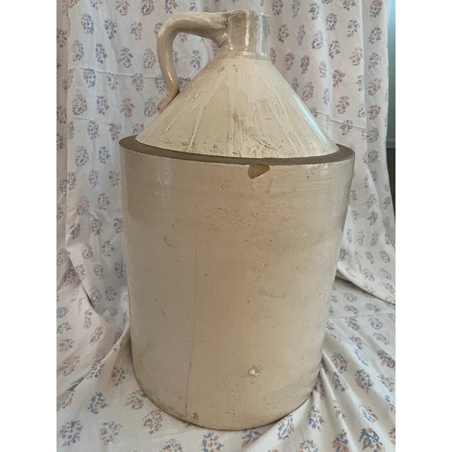 Large Stoneware Crock Jar With Handle For Sale - Image 4 of 5