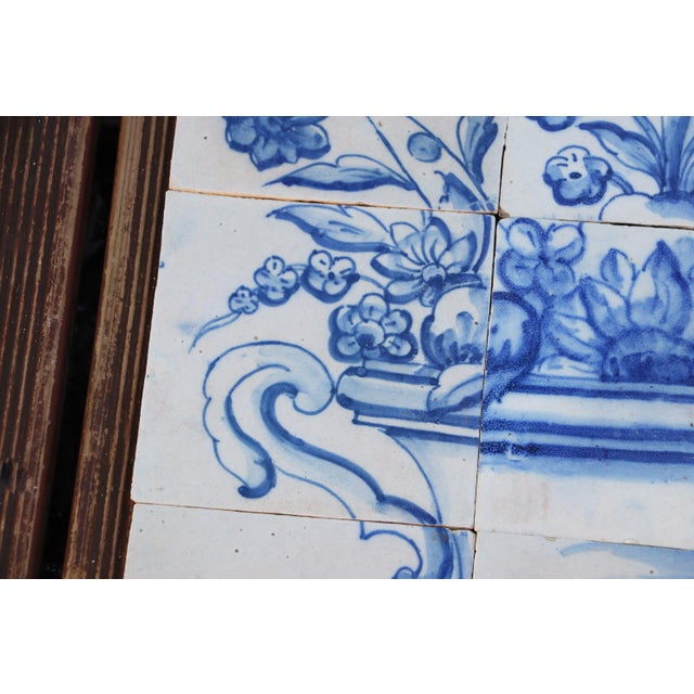 18th Century Tile Mural Panel Depicting a Baroque Jardinière With Flowers, Portuguese, 18th Century For Sale - Image 5 of 12