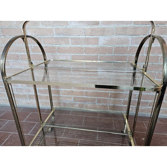 1970s Trolley in Brass and Glass with Two Shelves, 1970s For Sale - Image 5 of 14