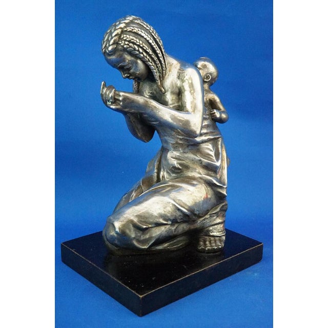 Silver Enrico Bartoli, Sculpture of Maternity, 1800s, Ceramic Finished in Silver For Sale - Image 8 of 18