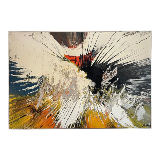 Mid-Century Modern Multicolored Abstract Expressionist Signed Painting For Sale
