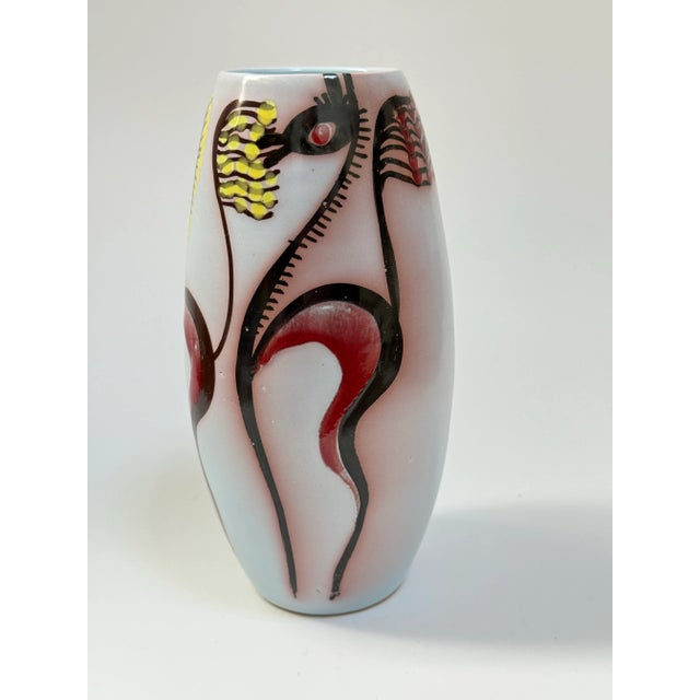 Mid 20th Century Mid 20th Century Hand Painted Ceramic Vase With Stylized Horses For Sale - Image 5 of 9