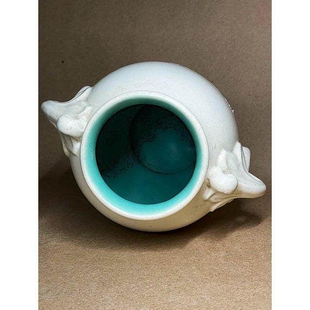 Eggshell 7 Inch Tall Handled Vase Made 1937 RumRill Design For Sale - Image 8 of 8