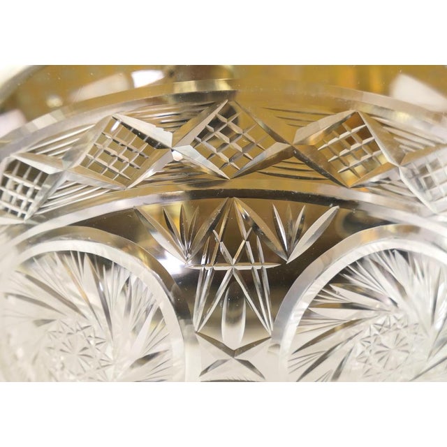 Large Art Deco Brass Ceiling Lamp with Hand-Cut Lead Crystal Shade, Austria, 1920s For Sale - Image 4 of 12