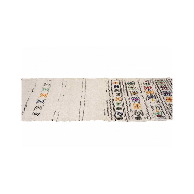 Mid-Century Modern Embroidered Vintage Hemp Kilim Runner - 2`3" X 7`10" For Sale - Image 3 of 6