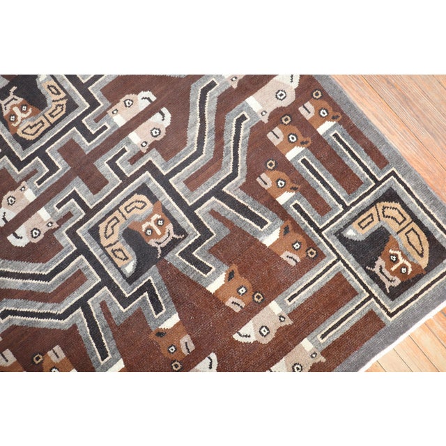 Early 20th Century Indonesian Pictorial Square Head Rug - 5' x 6'2" For Sale - Image 4 of 8