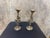Handmade Antiqued Brass Floral Candlestick Pair For Sale - Image 4 of 8