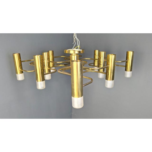 Metal Mid-Century 13-Light Chandelier by Gaetano Sciolari, 1970 For Sale - Image 7 of 16