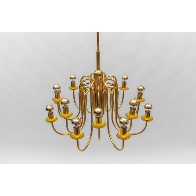 Mid-Century Modern Brass Chandelier Lamp, Italy, 1970s For Sale - Image 14 of 15