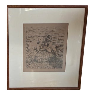Anders Zorn “Sappo” 1917 Signed Original Etching, Nude With Dog For Sale