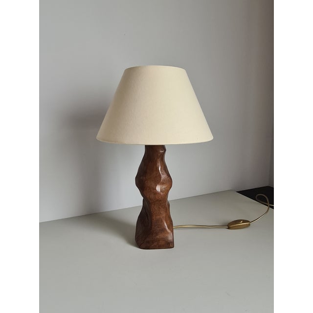 Mid-Century Modern Mid-Century Brutalist Elm Stump Lamp, France, 1960s For Sale - Image 3 of 11