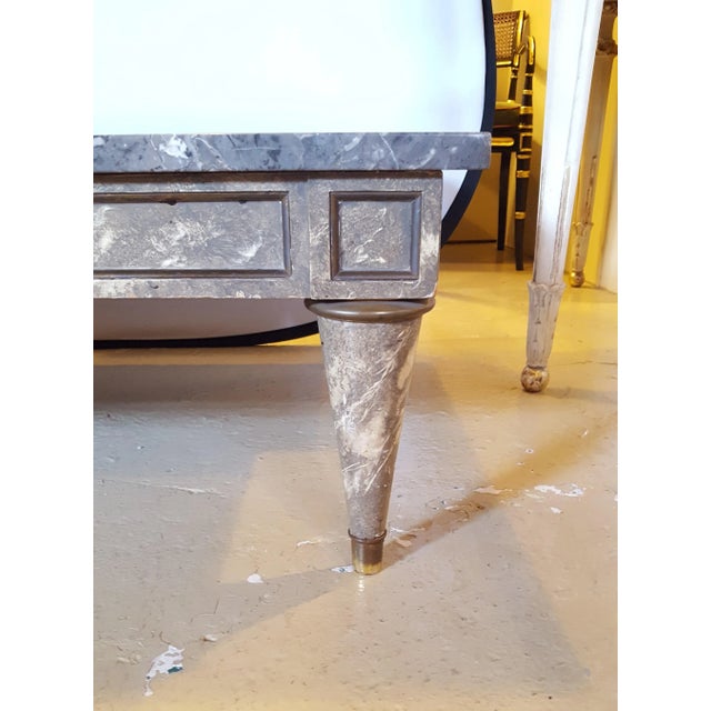 Gray Directoire Style Thick Marble-Top Coffee Table With Matching Faux Marble Base For Sale - Image 8 of 8