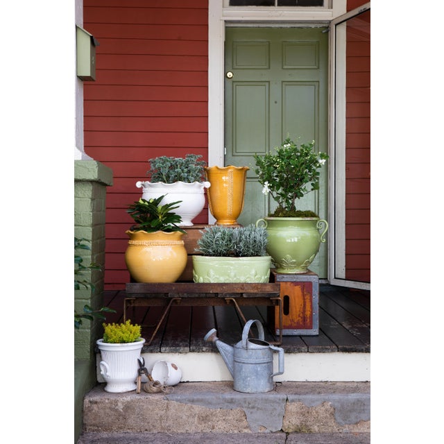 The Rustic Garden Pistachio Basil Round Planter is handsculpted in Italy, and is a beautiful way to bring Italian style...