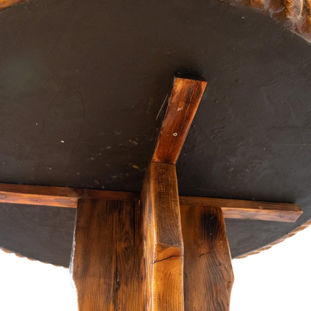 Vintage Knotty Pine Pedestal Table With Rope Edge Detail For Sale - Image 16 of 16