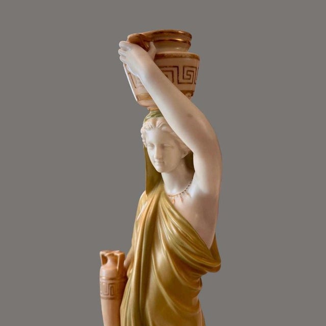 Porcelain Classical Maiden with Water Pot and Jug from Royal Worcester For Sale - Image 6 of 11