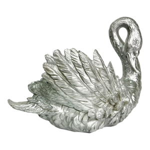 Vintage Hollywood Regency Chippendale Coastal Silver Gilt Swan Centerpiece or Planter.