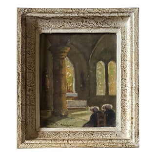 Claude Houal, Breton No. 26: At the Church, 1950s, Watercolor, Framed For Sale